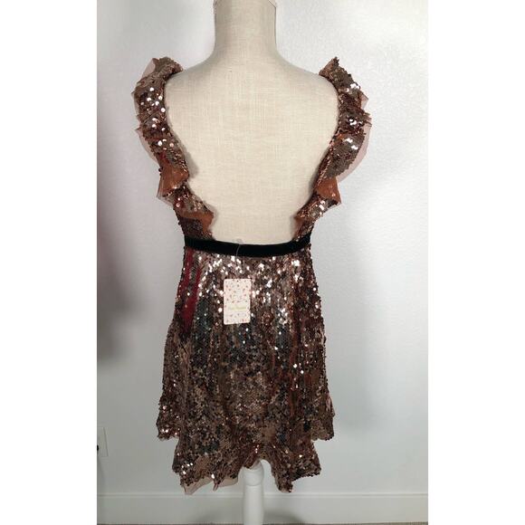 Free People Mini Siren Bronze Sequin Dress - 4 - Picture 5 of 8